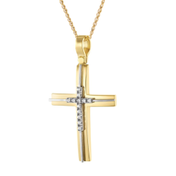 χρυσος γυναικείος Σταυρός Με Αλυσίδα 9 Καρατίων