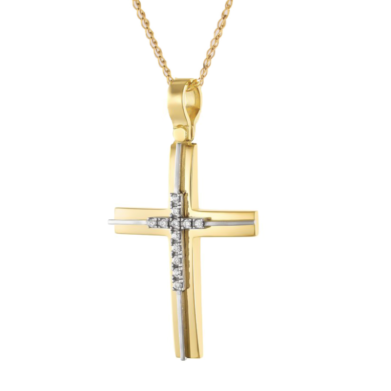 χρυσος γυναικείος Σταυρός Με Αλυσίδα 9 Καρατίων