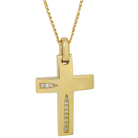 χρυσος γυναικείος Σταυρός Με Αλυσίδα 9 Καρατίων