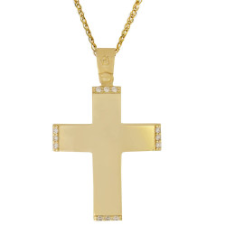 χρυσος γυναικείος Σταυρός Με Αλυσίδα 9 Καρατίων