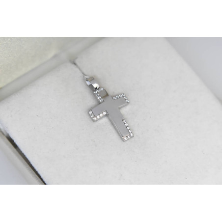 Λευκόχρυσος γυναικείος Σταυρός Με Αλυσίδα 9 Καρατίων