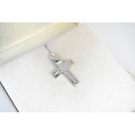 Λευκόχρυσος γυναικείος Σταυρός Με Αλυσίδα 9 Καρατίων