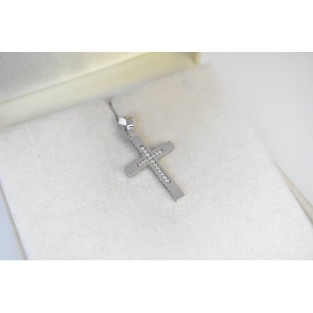 Λευκόχρυσος γυναικείος Σταυρός Με Αλυσίδα 9 Καρατίων
