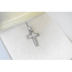 Λευκόχρυσος γυναικείος Σταυρός Με Αλυσίδα 9 Καρατίων