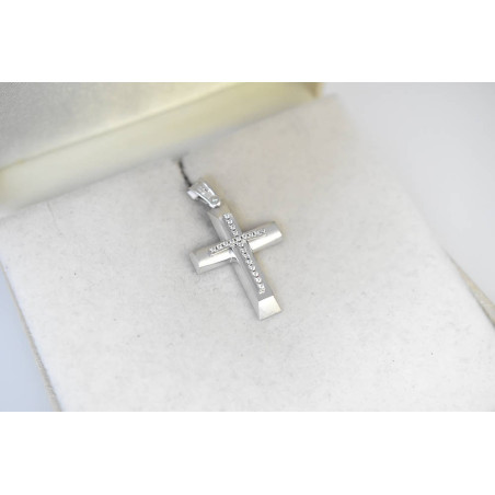 Λευκόχρυσος γυναικείος Σταυρός Με Αλυσίδα 9 Καρατίων