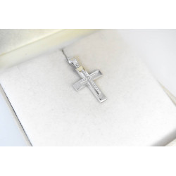 Λευκόχρυσος γυναικείος Σταυρός Με Αλυσίδα 9 Καρατίων