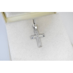 Λευκόχρυσος γυναικείος Σταυρός Με Αλυσίδα 9 Καρατίων