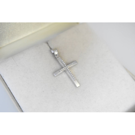 Λευκόχρυσος γυναικείος Σταυρός Με Αλυσίδα 9 Καρατίων