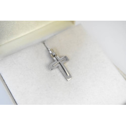 Λευκόχρυσος ανδρικός σταυρός με Αυλίδα 9 Καρατίων