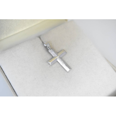 Λευκόχρυσος ανδρικός σταυρός με Αυλίδα 9 Καρατίων