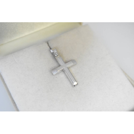 Λευκόχρυσος ανδρικός σταυρός με Αυλίδα 9 Καρατίων