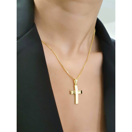 Χρυσός Ανδρικός σταυρός με αλυσίδα 14 Καρατίων