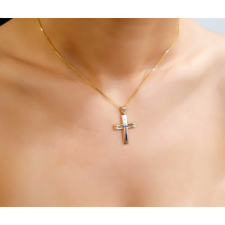 Χρυσός Ανδρικός σταυρός με αλυσίδα 14 Καρατίων