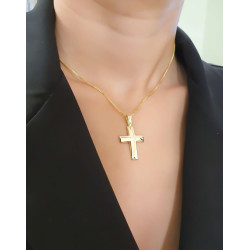 Χρυσός Ανδρικός σταυρός με αλυσίδα 14 Καρατίων