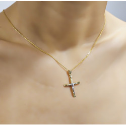 Χρυσός Ανδρικός σταυρός με αλυσίδα 14 Καρατίων