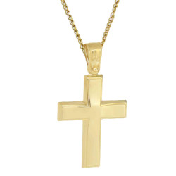 Χρυσός ανδρικός σταυρός με αλυσίδα 14 Καρατίων