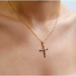 Χρυσός Ανδρικός σταυρός με αλυσίδα 14 Καρατίων