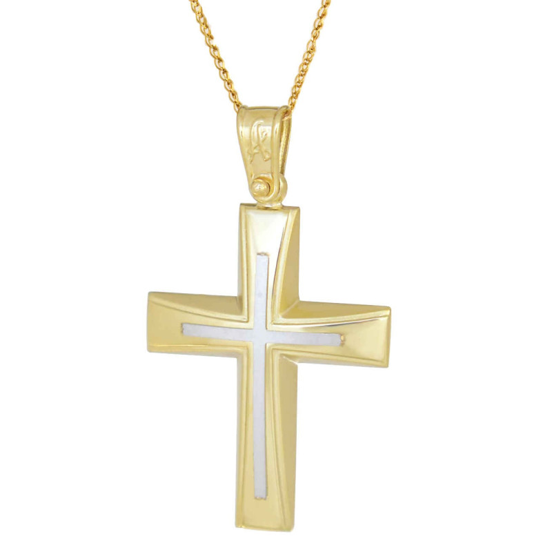 Χρυσός Ανδρικός Σταυρός Με Αλυσίδα 14 Καρατίων