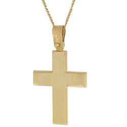 Χρυσός Ανδρικός σταυρός με αλυσίδα 14 Καρατίων