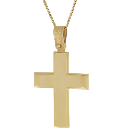Χρυσός Ανδρικός σταυρός με αλυσίδα 14 Καρατίων