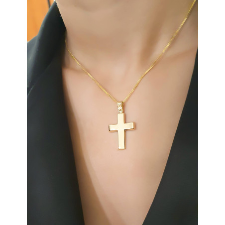 Χρυσός Ανδρικός σταυρός με αλυσίδα 14 Καρατίων