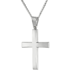 Λευκόχρυσος ανδρικός σταυρός 14 Καρατίων