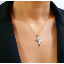 Λευκόχρυσος αντρικός σταυρός 14 Καρατίων