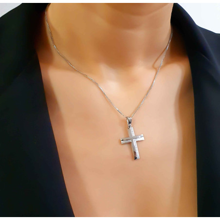 Λευκόχρυσος αντρικός σταυρός 14 Καρατίων