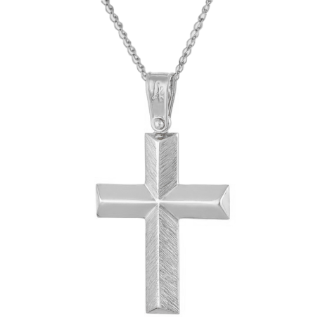 Λευκόχρυσος αντρικός σταυρός 14 Καρατίων
