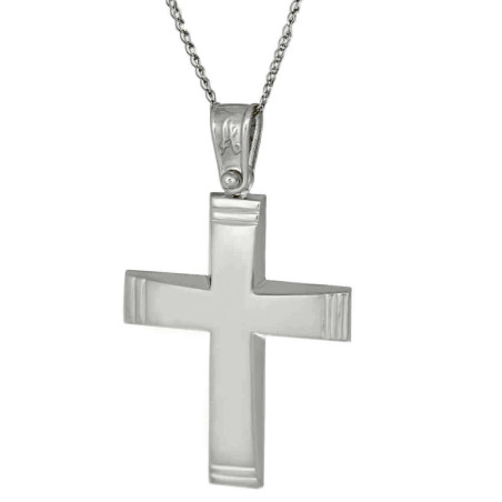 Λευκόχρυσος αντρικός σταυρός 14 Καρατίων