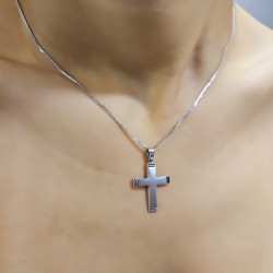 Λευκόχρυσος αντρικός σταυρός 14 Καρατίων