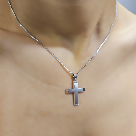 Λευκόχρυσος αντρικός σταυρός 14 Καρατίων