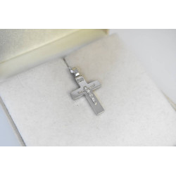 Λευκόχρυσος ανδρικός σταυρός με Αυλίδα 14 Καρατίων
