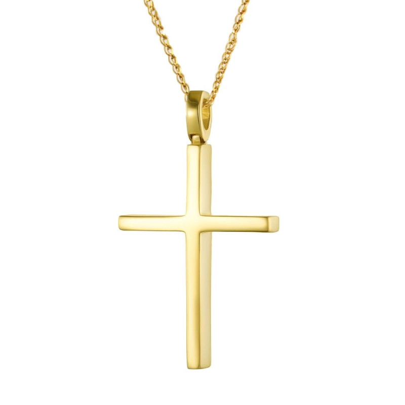 Χρυσός Ανδρικός σταυρός με αλυσίδα 14 Καρατίων