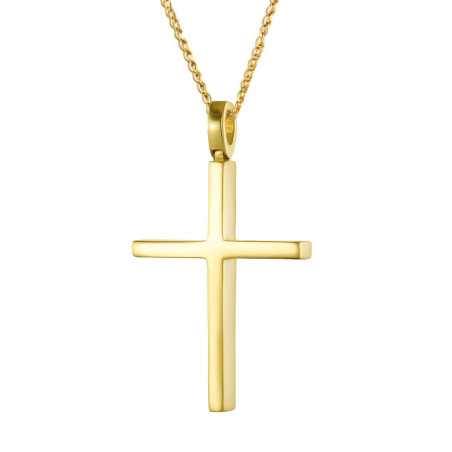 Χρυσός Ανδρικός σταυρός με αλυσίδα 14 Καρατίων