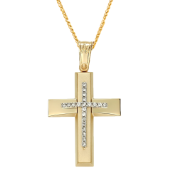 Χρυσός γυναικείος σταυρός με αλυσίδα 14 Καρατίων