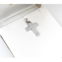 Λευκόχρυσος ανδρικός σταυρός με αλυσίδα 14 Καρατίων