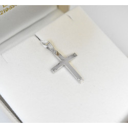 Λευκόχρυσος γυναικείος σταυρός με αλυσίδα 14 Καρατίων