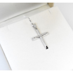 Λευκόχρυσος γυναικείος σταυρός με αλυσίδα 14 Καρατίων