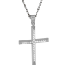 Λευκόχρυσος γυναικείος σταυρός με αλυσίδα 14 Καρατίων