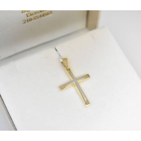 Χρυσός Ανδρικός σταυρός με αλυσίδα 14 Καρατίων