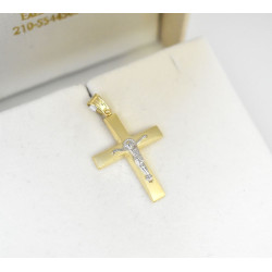 Χρυσός Ανδρικός σταυρός με αλυσίδα 14 Καρατίων