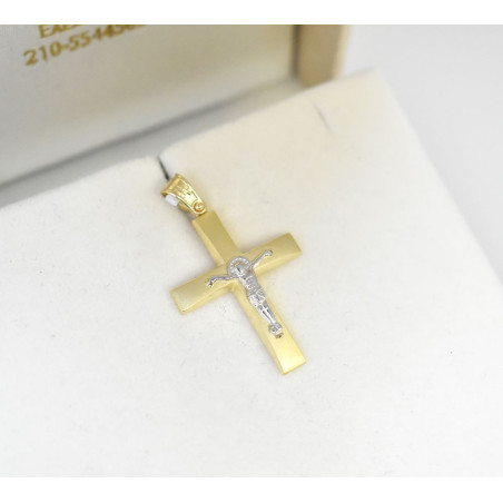 Χρυσός Ανδρικός σταυρός με αλυσίδα 14 Καρατίων