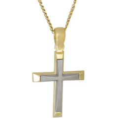 Χρυσός Ανδρικός σταυρός με αλυσίδα 14 Καρατίων
