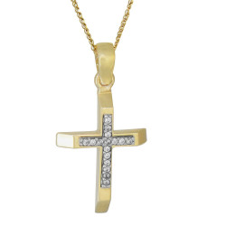 Χρυσός Γυναικείος Σταυρός Με Αλυσίδα 14 Καρατίων