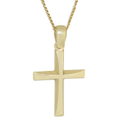 Χρυσός ανδρικός σταυρός με αλυσίδα 14 Καρατίων
