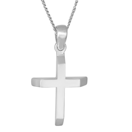 Λευκόχρυσος Ανδρικός σταυρός με αλυσίδα 14 Καρατίων