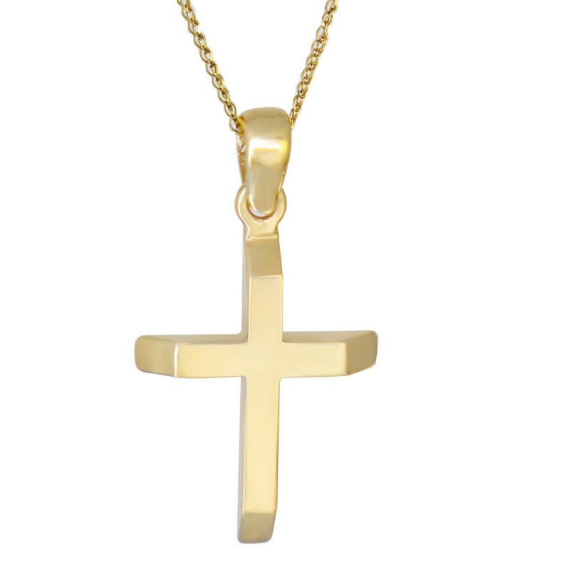 Χρυσός Ανδρικός σταυρός με αλυσίδα 14 Καρατίων