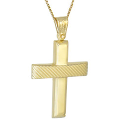 Χρυσός Ανδρικός σταυρός με αλυσίδα 14 Καρατίων