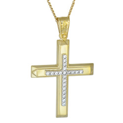 Χρυσός γυναικείος σταυρός με αλυσίδα 14 Καρατίων